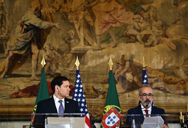 US Secretary of State Marco Rubio visits Portugal LISBON, PORTUGAL - OCTOBER 8: US Secretary of State Marco Rubio (L) and Portuguese Foreign Minister Paulo Rangel (R) hold a joint press conference at the Necessidades Palace, home to Portugal s Foreign Ministry, in Lisbon, Portugal, on October 8, 2026. Zed Jameson Anadolu Lisbon Portugal. Editorial use only. Please get in touch for any other usage. Copyright: x2026xAnadoluxZedxJamesonx