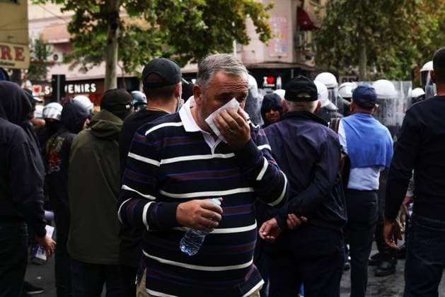 October 8, 2026, Tirane, Albania: TIRANA, ALBANIA †OCTOBER 8, 2026: Citizens, local activists and supporters of the opposition gather outside the Albanian Parliament as lawmakers debate and vote on proposed changes to the countryâ€⠢s administrative-territorial division. The reform proposes reducing the number of municipalities from 61 to 46 through the merger of 15 existing municipalities, including Divjako«, PolioÂßan and Memaliaj. Residents and representatives of municipalities affected by the proposed changes joined the protest, calling for their municipalities to be preserved. Protesters displayed banners and slogans opposing the proposed mergers. Tensions escalated between protesters and police, with reports of eggs and - ZUMAq101 20261008_zna_q101_057 Copyright: xVlasovxSulajx