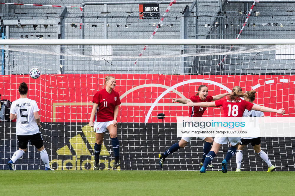 Guro Reiten of Norway celebrates after scoring 0-1 during the International Friendly, Länderspiel, Nationalmannschaft football match between Germany and Norway on April 13, 2021 in Wiesbaden. Photo: Ludvig Thunman BILDBYRAN kod LT LT0148 fotboll football soccer fotball norge norway germany deutschland tyskland dam bbeng jubel