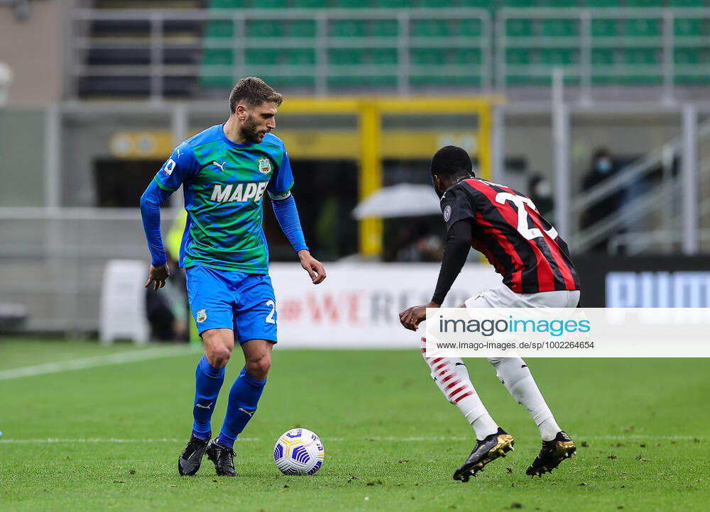 Domenico Berardi of US Sassuolo in action during the Serie A 2020 21 football match between AC Milan vs US Sassuolo at Giuseppe Meazza Stadium, Milan, Italy on April 21, 2021 - Milan Stadio San Siro Milan Italy