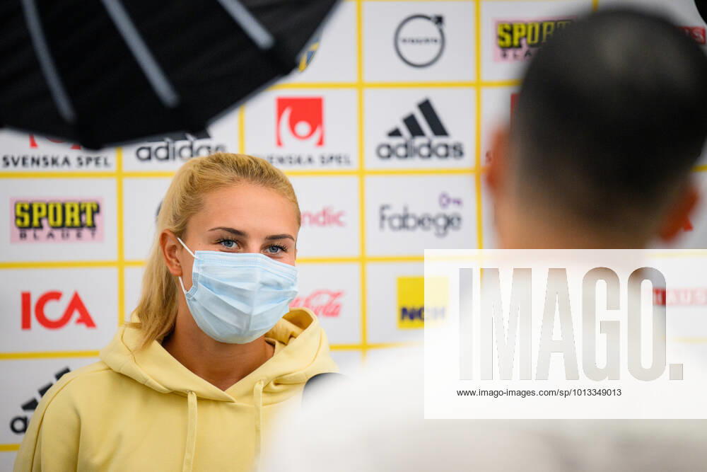 Amanda Nilden of the Swedish women s national football team at a press conference, PK, Pressekonferenz during the UEFA Women s Euro 2022 Championship on July 23, 2022 in Chester. Photo: Ludvig Thunman BILDBYRAN kod LT LT0389 fotboll football soccer fotball fotbolls-em europamästerskap em uefa womens euro presskonferens press conference sverige sweden day 18 dam bbeng