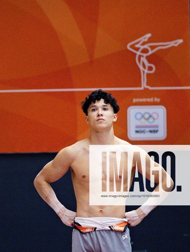 ROTTERDAM - Jermain Grünberg during the second qualifying match for the selection of the men s gymnastics team in the top sports center Rotterdam for the 2022 World Artistic Gymnastics Championships in Liverpool, England. ANP IRIS VAN DEN BROEK ANPxSportx IVx