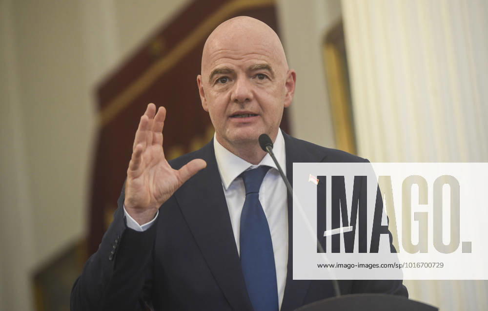 (221018) -- JAKARTA, Oct. 18, 2022 -- FIFA President Gianni Infantino speaks to the press after a meeting with Indonesia President Joko Widodo in Jakarta, Indonesia, Oct. 18, 2022. ) (SP)INDONESIA-JAKARTA-FIFA PRESIDENT-VISIT Zulkarnain