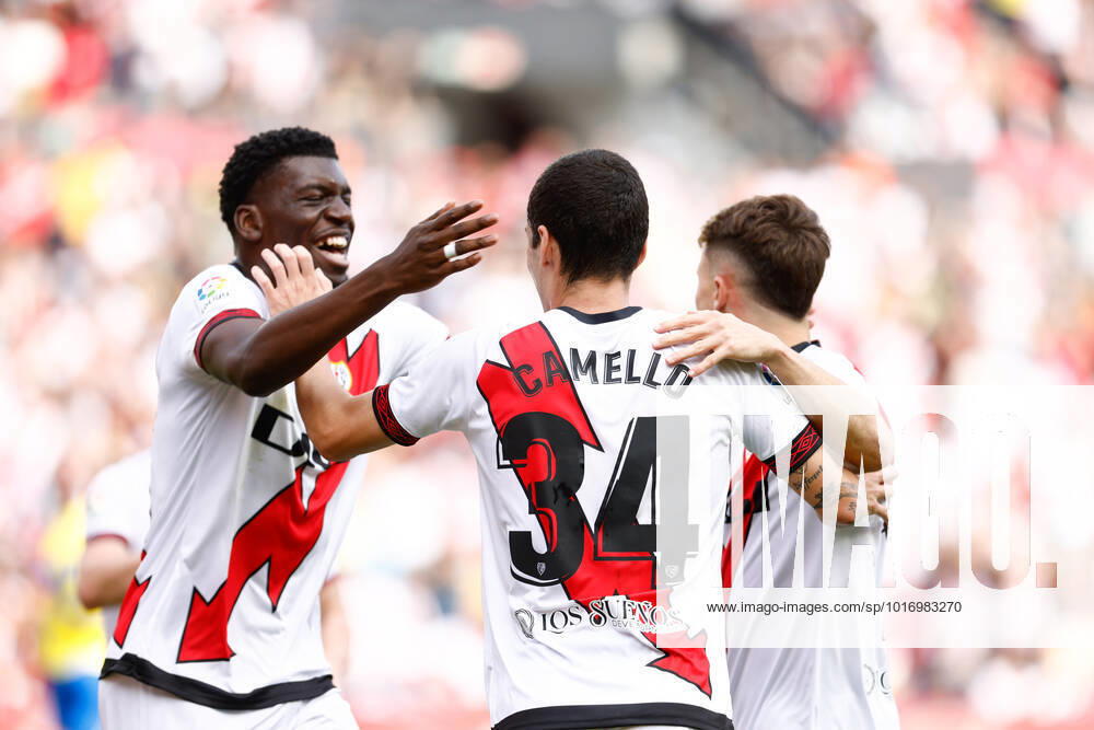Sergio Camello of Rayo Vallecano celebrates a goal during the spanish league, La Liga Santander, football match played between Rayo Vallecano and Cadiz CF at Estadio de Vallecas on October 22, 2022, in Madrid, Spain. MADRID SPAIN - ZUMAa181 20221022_zaa_a181_052