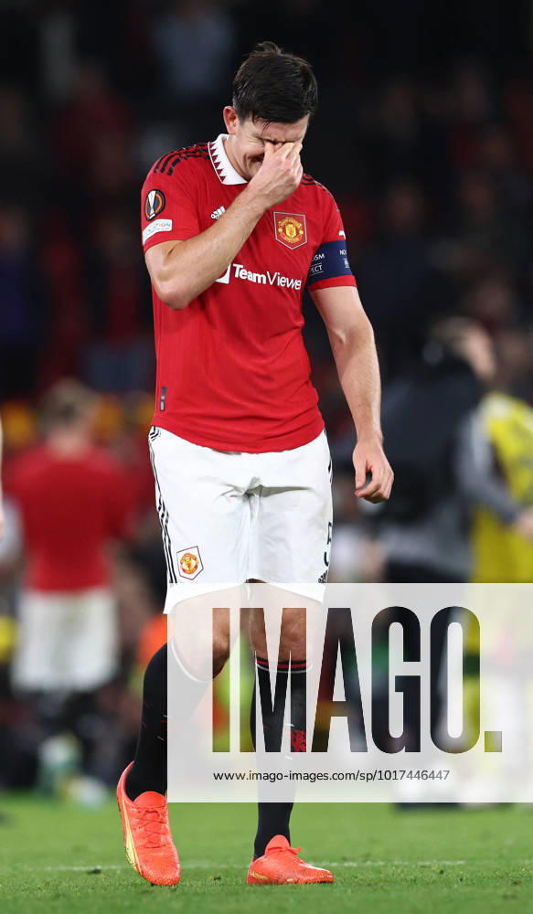 Manchester, England, 27th October 2022. Harry Maguire of Manchester United, ManU during the UEFA Europa League match at Old Trafford, Manchester. Picture credit should read: Darren Staples Sportimage . SPI-1993-0051