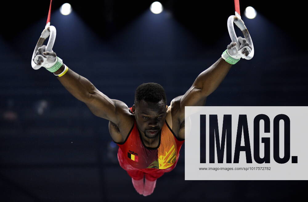 Belgian gymnast Noah Kuavita pictured during the mens podium training session on the first day of the World Artistic Gymnastics Championships in Liverpool, Saturday 29 October 2022. The Worlds take place from October 29 until November 6, 2022 in Liverpool, United Kingdom. ERICxLALMAND x47933739x