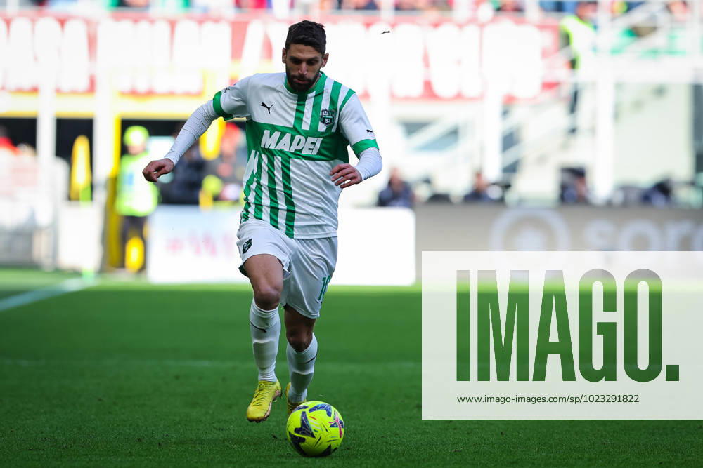 Domenico Berardi of US Sassuolo in action during Serie A 2022 23 football match between AC Milan and US Sassuolo at San Siro Stadium, Milan, Italy on January 29, 2023 - Milan Stadio San Siro Milan Italy