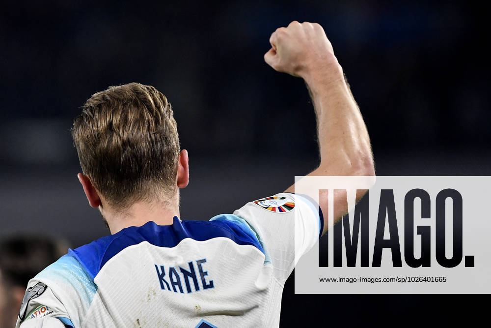 Harry Kane of England celebrates after scoring on penalty the goal of 0-2 during the UEFA EURO2024 European Championship, EM, Europameisterschaft Qualification Group C football match between Italy and England at Diego Armando Maradona stadium in Napoli (Italy), March 23rd, 2023. Harry Kane of England become the top scorer of the history of England national team, Nationalteam Photo Andrea Staccioli Insidefoto Andrea Staccioli