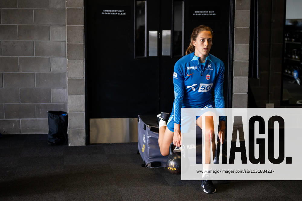 Emma Stolen Godo of the Norwegian women?s national football team during an indoor gym session ahead of the FIFA Women s World Cup on July 17, 2023 in Auckland. Photo: Vegard Grott BILDBYRAN kod VG VG0480 bbeng fotball fotboll football norge norway a kvinner dam fotbolls-vm fotball vm kvinner världsmästerskap vm fifa womens world cup träning practice training day -3 gym