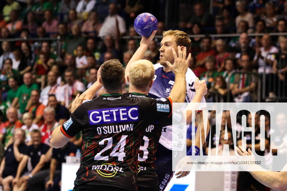 Simon Pytlick (SG Flensburg Handewitt,2) - Handball Bundesliga Saison 2023-2024 SC Magdeburg vs. SG Flensburg-Handewitt in der GETEC Arena in Magdeburg - Aktion,Handball,Deutschland