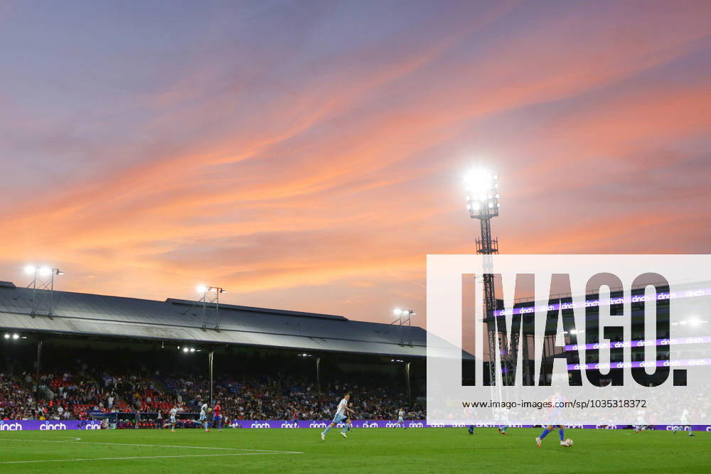 Crystal Palace v Nottingham Forest 07 October 2023, London - Premier League Football - Crystal Palace v Nottingham Forest - A general view of the evening sky at Selhurst Park - Photo: Jacques Feeney Offside. London UK