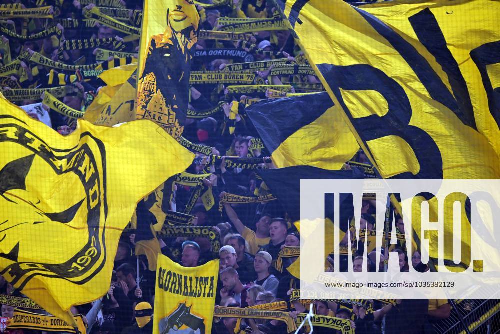 DORTMUND - Borussia Dortmund supporters during the UEFA Champions League match between Borussia Dortmund and AC Milan at Signal Iduna Park on October 4, 2023 in Dortmund, Germany. ANP Hollandse Hoogte UEFA Champions League 2023 24 2023 2024 ANPxSportx xGerritxvanxKeulenxIVx 480618589 originalFilename: 480618589
