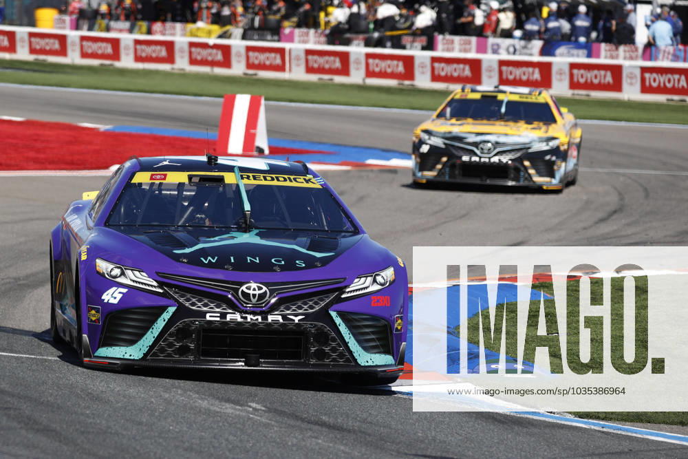 CHARLOTTE, NC - OCTOBER 08: Tyler Reddick ( 45 23XI Racing Jordan Brand Toyota) enters turn 18 during the running of the NASCAR, Motorsport, USA Cup Series Playoff Bank of America ROVAL 400 on October 8, 2023, at Charlotte Motor Speedway in Charlotte, NC. (Photo by Jeff Robinson Icon Sportswire) AUTO: OCT 08 NASCAR Cup Series Playoff Bank of America ROVAL 400 Icon2310081250400