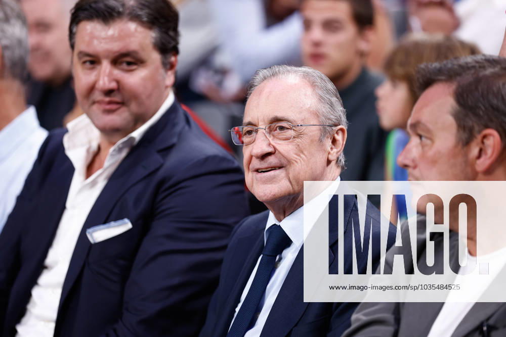 Florentino Perez, President of Real Madrid, is seen during the basketball friendly match played between Real Madrid and Dallas Mavericks at Wizink Center pavilion on October 10, 2023, in Madrid, Spain. MADRID SPAIN - ZUMAa181 20231010_zaa_a181_033