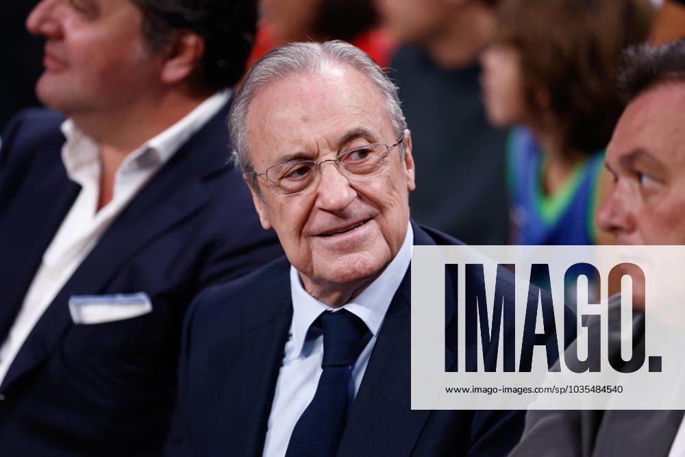Florentino Perez, President of Real Madrid, is seen during the basketball friendly match played between Real Madrid and Dallas Mavericks at Wizink Center pavilion on October 10, 2023, in Madrid, Spain. MADRID SPAIN - ZUMAa181 20231010_zaa_a181_037