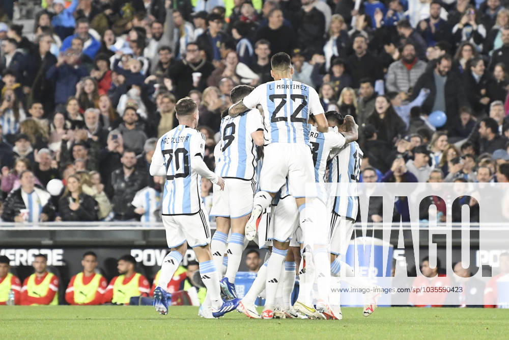 Nicolas Otamendi of Argentin acelebrates after scoring goal during the FIFA World Cup, WM, Weltmeisterschaft, Fussball 2026 Qualifier match between Argentina and Paraguay at Estadio Mas Monumental Antonio Vespucio Liberti on October 12, 2023 in Buenos Aires, Arg Argentina v Paraguay : FIFA World Cup 2026 Qualifier match