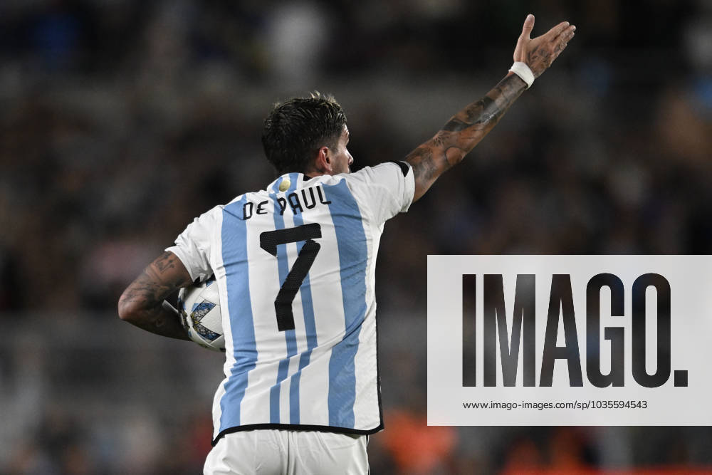 Rodrigo De Paul of Argentina during the FIFA World Cup, WM, Weltmeisterschaft, Fussball 2026 Qualifier match between Argentina and Paraguay at Estadio Mas Monumental Antonio Vespucio Liberti on October 12, 2023 in Buenos Aires, Arg Argentina v Paraguay : FIFA World Cup 2026 Qualifier match