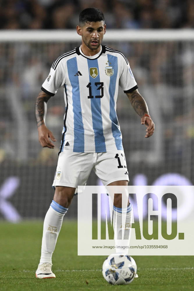 Cristian Romero of Argentina during the FIFA World Cup, WM, Weltmeisterschaft, Fussball 2026 Qualifier match between Argentina and Paraguay at Estadio Mas Monumental Antonio Vespucio Liberti on October 12, 2023 in Buenos Aires, Arg Argentina v Paraguay : FIFA World Cup 2026 Qualifier match