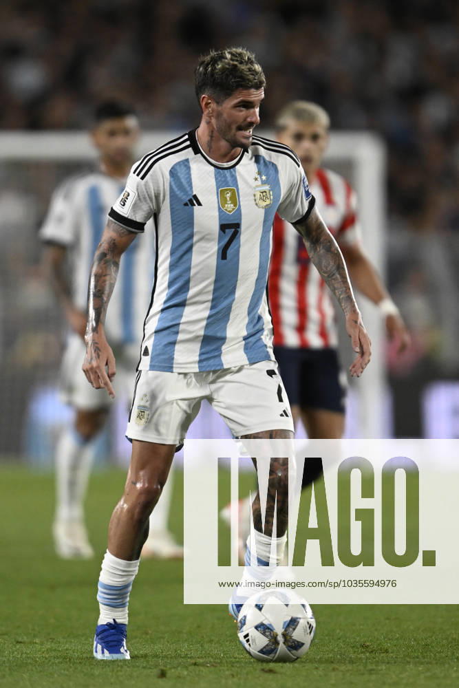 Rodrigo De Paul of Argentina during the FIFA World Cup, WM, Weltmeisterschaft, Fussball 2026 Qualifier match between Argentina and Paraguay at Estadio Mas Monumental Antonio Vespucio Liberti on October 12, 2023 in Buenos Aires, Arg Argentina v Paraguay : FIFA World Cup 2026 Qualifier match