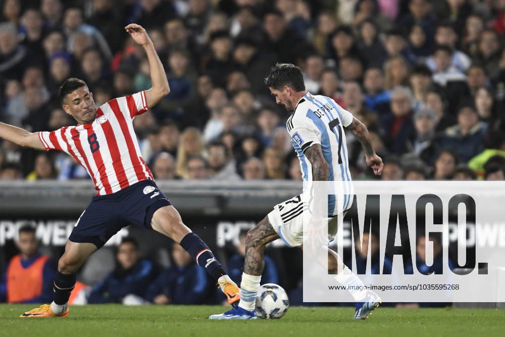 Rodrigo De Paul of Argentina during the FIFA World Cup, WM, Weltmeisterschaft, Fussball 2026 Qualifier match between Argentina and Paraguay at Estadio Mas Monumental Antonio Vespucio Liberti on October 12, 2023 in Buenos Aires, Arg Argentina v Paraguay : FIFA World Cup 2026 Qualifier match
