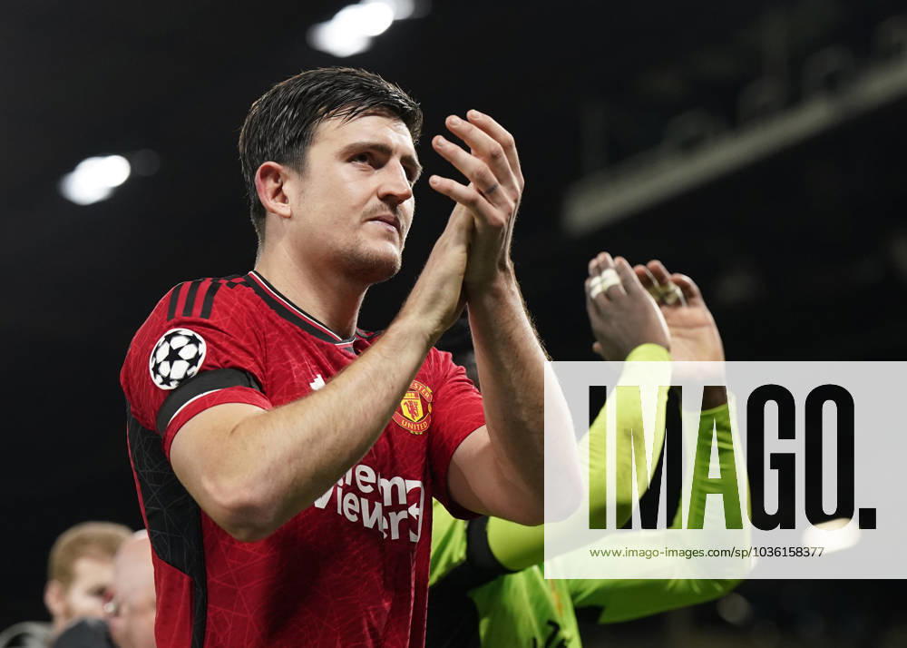 Manchester, England, 24th October 2023. Harry Maguire of Manchester United, ManU and Andrà Onana of Manchester United take the acclaim during the UEFA Champions League match at Old Trafford, Manchester. Picture credit should read: Andrew Yates Sportimage . SPI-2672-0095