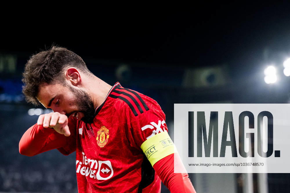 Bruno Fernandes of Manchester United, ManU looks dejected during the UEFA Champions League football match between FC Copenhagen and Manchester United on November 8, 2023 in Copenhagen. Photo: Petter Arvidson BILDBYRAN kod PA PA0685 fotboll football soccer fotball champions league fc copenhagen manchester united bbeng depp