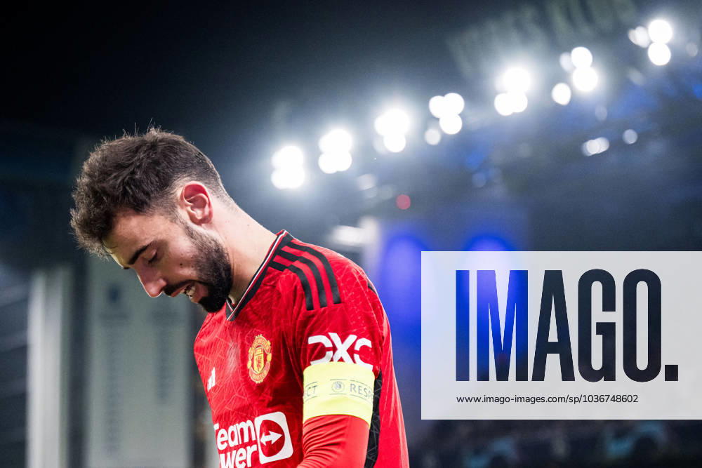 Bruno Fernandes of Manchester United, ManU looks dejected during the UEFA Champions League football match between FC Copenhagen and Manchester United on November 8, 2023 in Copenhagen. Photo: Petter Arvidson BILDBYRAN kod PA PA0685 fotboll football soccer fotball champions league fc copenhagen manchester united bbeng depp