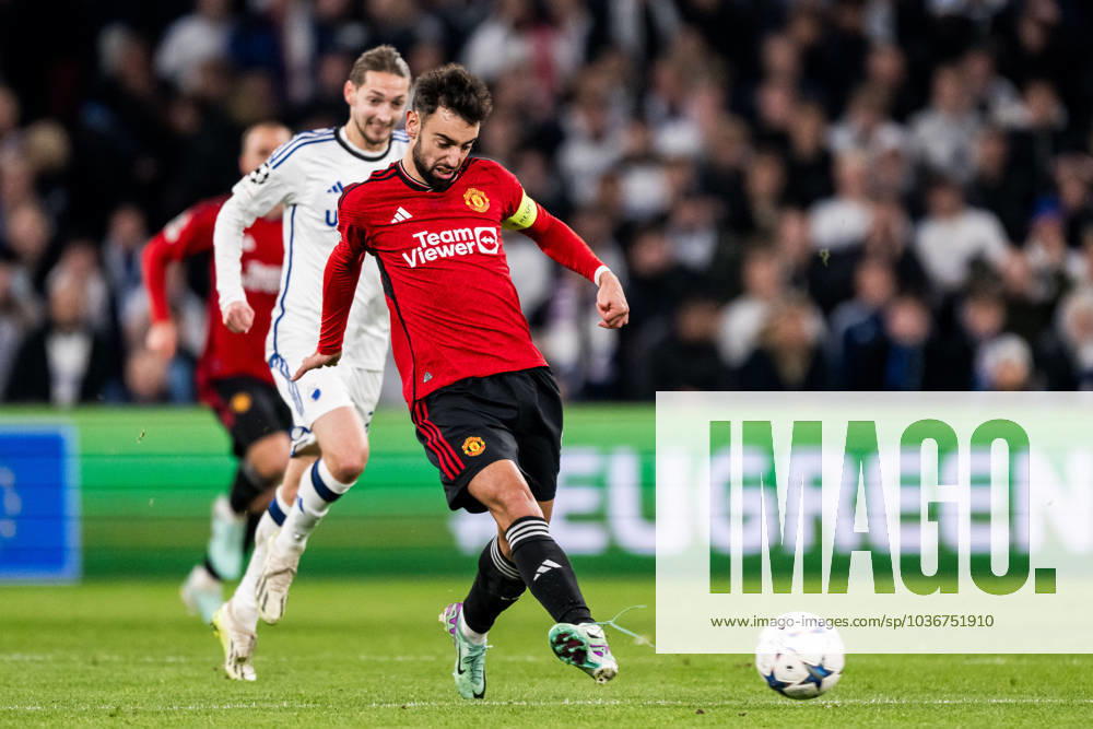 Bruno Fernandes of Manchester United, ManU during the UEFA Champions League football match between FC Copenhagen and Manchester United on November 8, 2023 in Copenhagen. Photo: Petter Arvidson BILDBYRAN kod PA PA0685 fotboll football soccer fotball champions league fc copenhagen manchester united bbeng