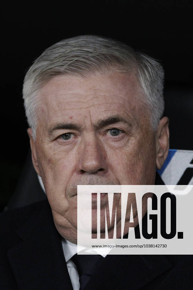 LA LIGA EA Sports - Real Madrid vs Villarreal Carlo Ancelotti, the coach of Real Madrid, is watching the La Liga 2023 24 match between Real Madrid and Villarreal at Santiago Bernabeu Stadium in Madrid, Spain, on December 17, 2023. Madrid Spain
