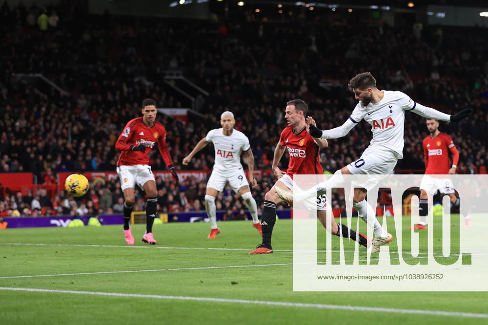 Manchester United, ManU v Tottenham Hotspur 14 January 2024 - Premier League - Manchester United v Tottenham Hotspur - Rodrigo Bentancur of Tottenham Hotspur scoring the second equalising goal for his team (2-2 - Photo: Simon Stacpoole Offside. Manchester UK