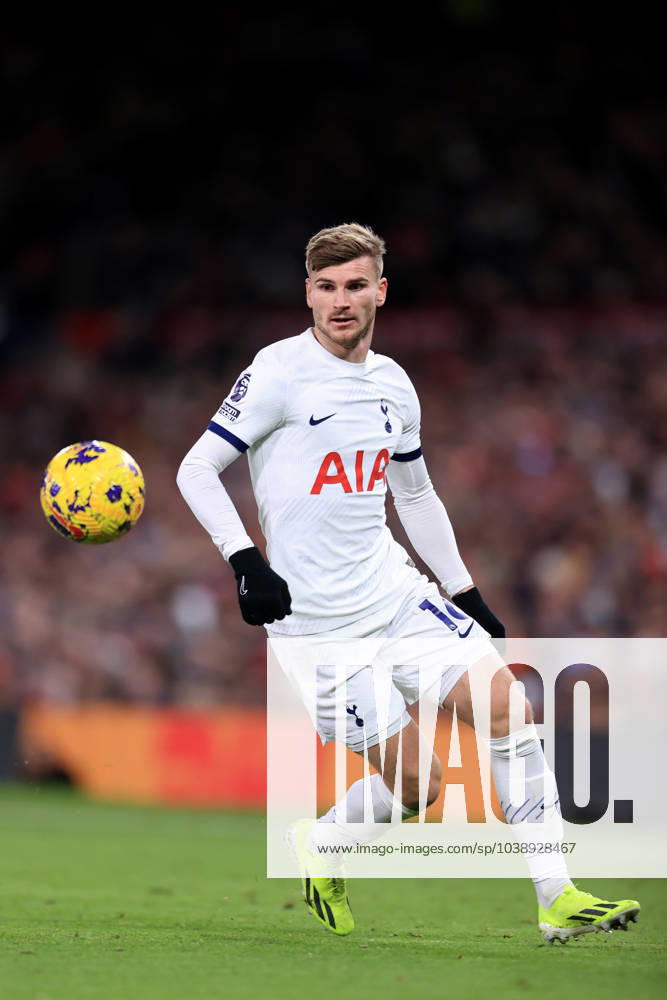 Manchester United, ManU v Tottenham Hotspur 14 January 2024 - Premier League - Manchester United v Tottenham Hotspur - Timo Werner of Tottenham Hotspur - Photo: Simon Stacpoole Offside. Manchester UK