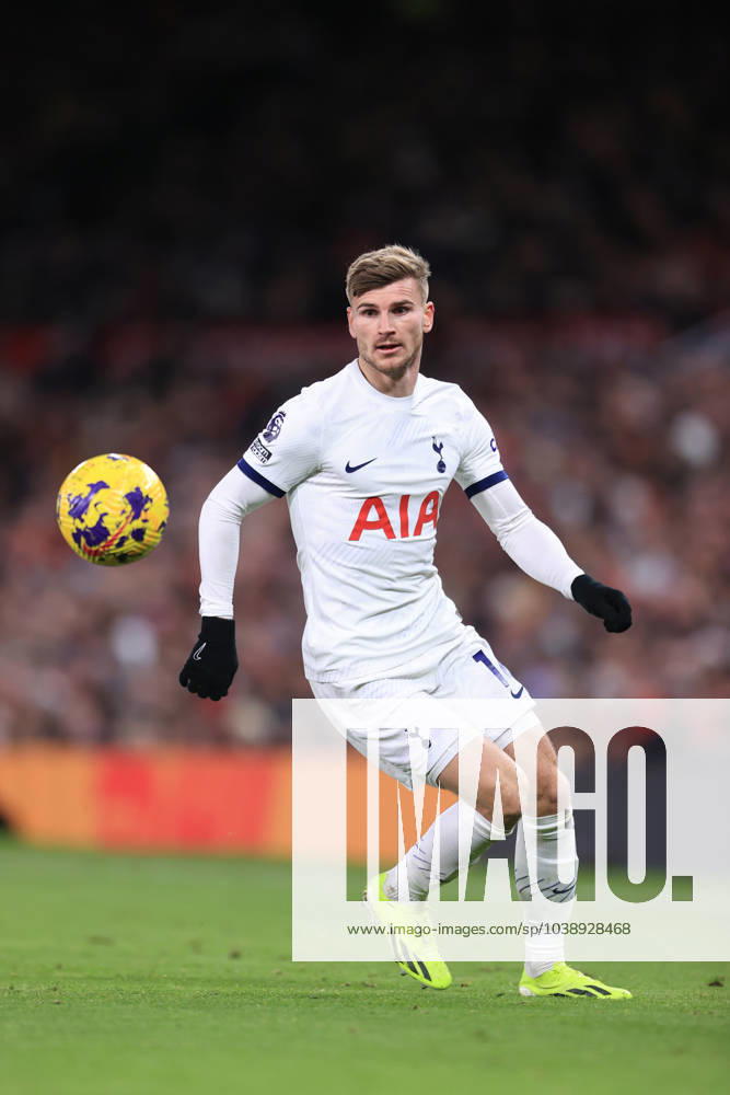 Manchester United, ManU v Tottenham Hotspur 14 January 2024 - Premier League - Manchester United v Tottenham Hotspur - Timo Werner of Tottenham Hotspur - Photo: Simon Stacpoole Offside. Manchester UK