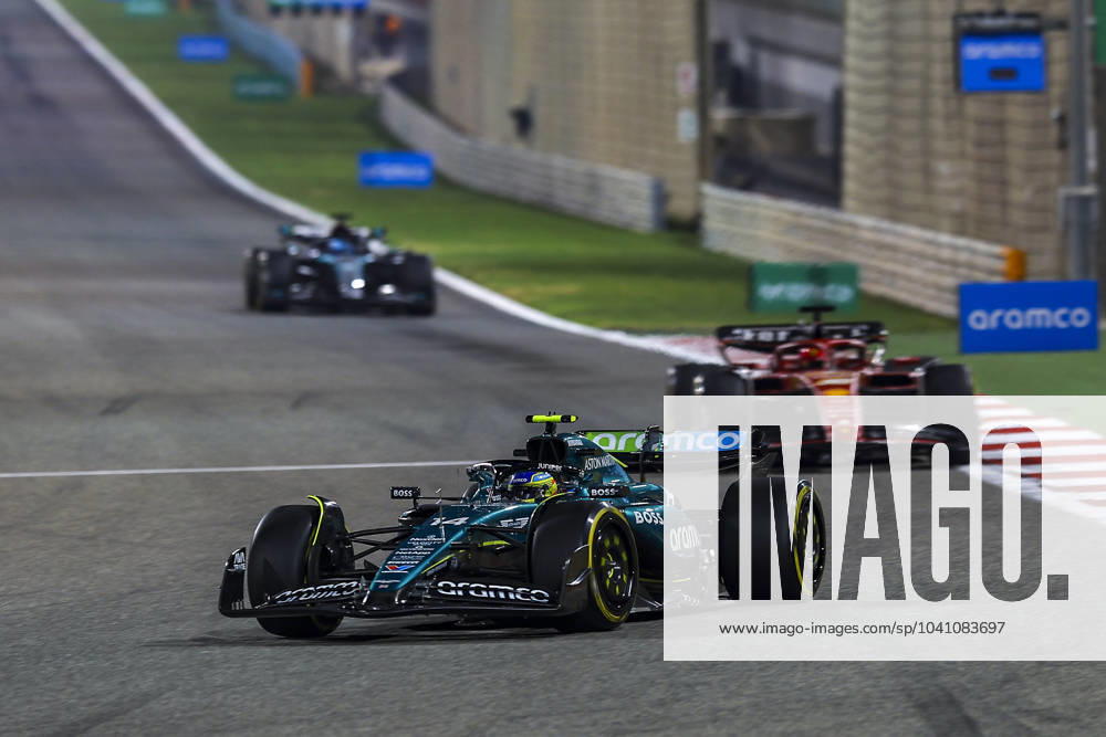 14 ALONSO Fernando (spa), Aston Martin F1 Team AMR24 and 16 LECLERC Charles (mco), Scuderia Ferrari SF-24, action during the Formula 1 Aramco pre-season testing 2024 of the 2024 FIA Formula One World Championship, WM, Weltmeisterschaft from February 21 to 23, 2024 on the Bahrain International Circuit, in Sakhir, Bahrain - Photo Eric Alonso DPPI F1 Pre-season Testing in Bahrain at Bahrain International Circuit on February 22, 2024 in Sakhir, Bahrain. (Photo by HOCH ZWEI) Sakhir Sakhir Bahrain Bahrain
