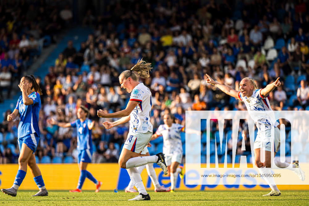 Frida Maanum of Norway celebrates after scoring the 1-1 goal during the UEFA Women s EURO Qualifier, EM, Europameisterschaft football match between Italy and Norway on June 4, 2024 in Ferrara. Photo: Marius Simensen BILDBYRAN COP 238 bbeng dam em-kval em-kvalifisering kvinner em-kvalik football fotball fotboll italy jubel landskamp norge norway soccer UEFA EURO, EM, Europameisterschaft,Fussball qualifier