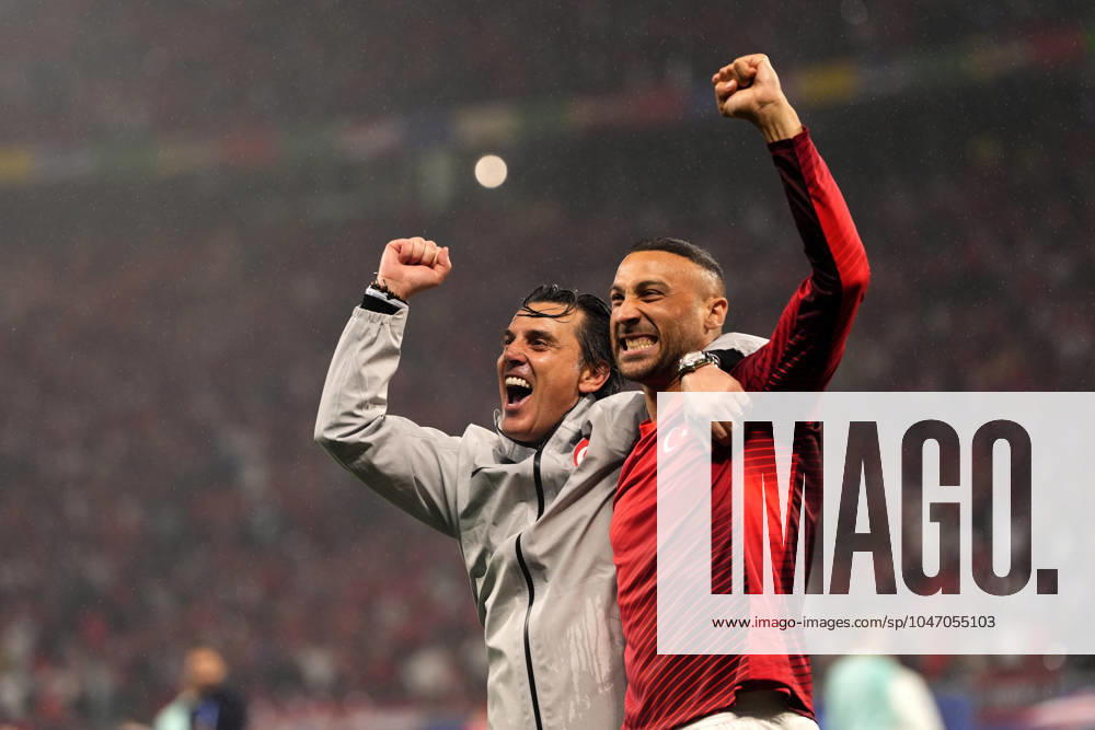 Turkey s head coach Vincenzo Montella final celebration during the Euro 2024 soccer match between Austria and Turkey at the Red Bull Arena -Round of 16, Leipzig, Germany - Tuesday July 02, 2024. - Soccer .