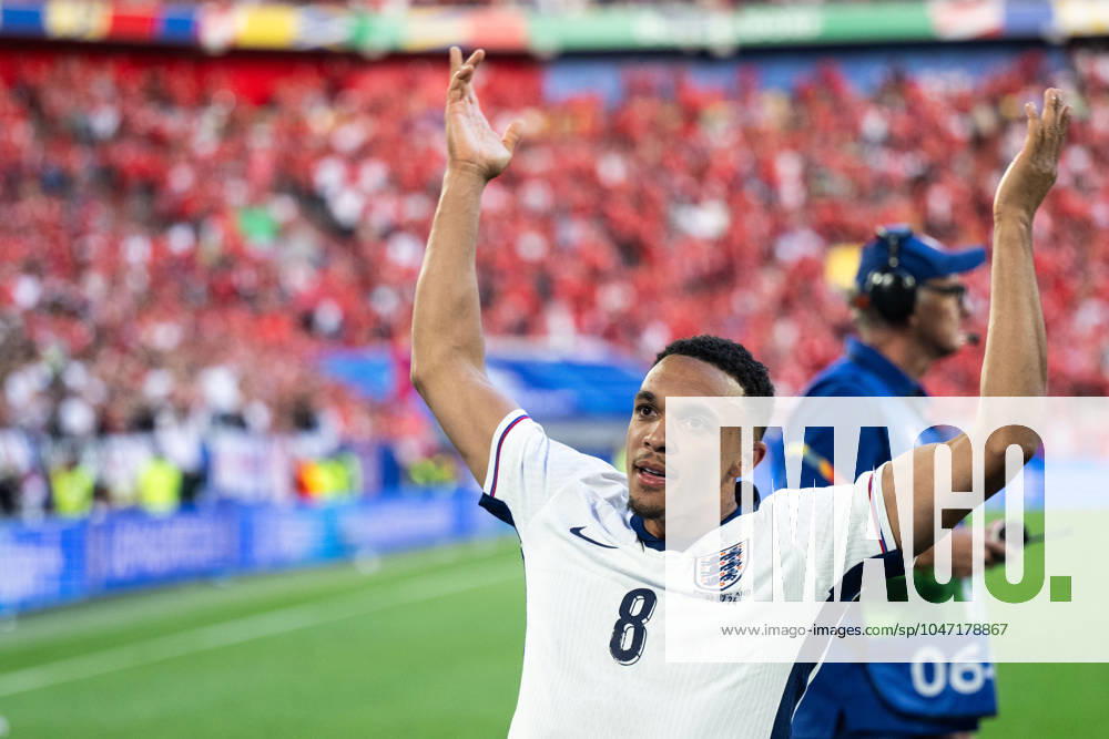 Trent Alexander-Arnold of England celebrates after the UEFA EURO, EM, Europameisterschaft,Fussball 2024 Football Championship quarterfinal between England and Switzerland on July 6, 2024 in Düsseldorf. Photo: Mathias Bergeld BILDBYRAN kod MB MB0943 fotboll football soccer fotball fotbolls-em europamästerskap em uefa euro uefa european football championship euro 2024 kvartsfinal quarterfinal quarterfinals england schweiz switzerland bbeng jubel