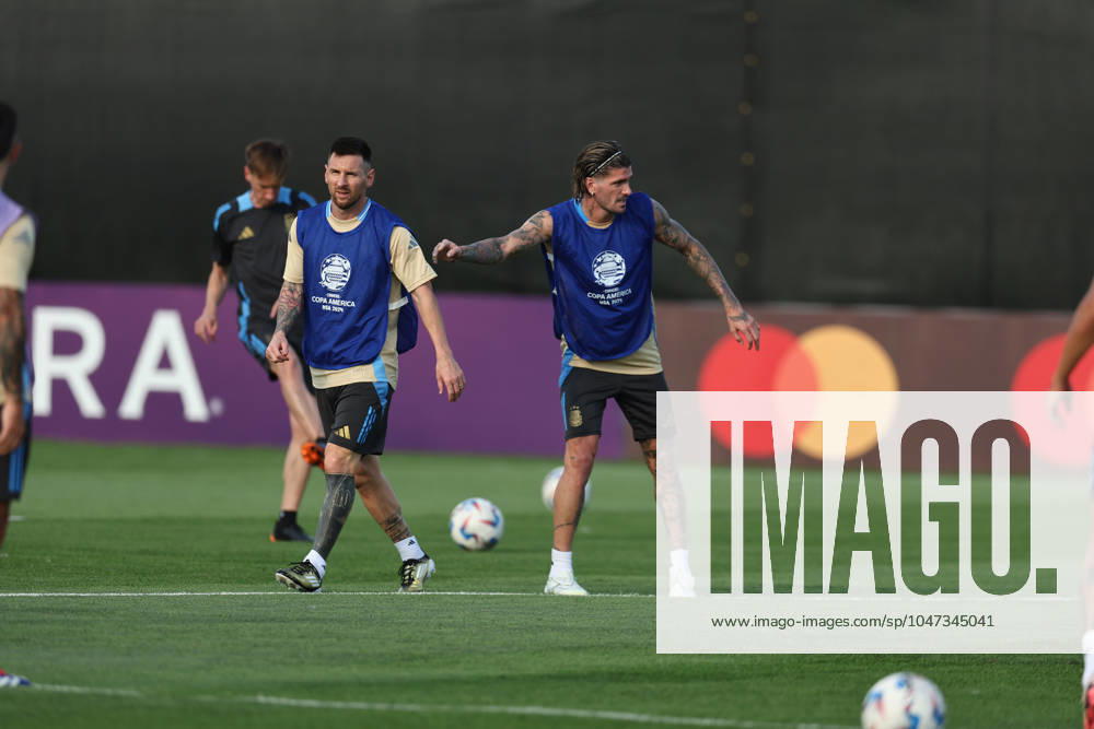 Argentina s forward Lionel Messi and teammates during a training session ahead the match against Canada for the Copa America USA 2024 semifinal match, at Red Bull Training Center at Whinnipany, New Jersey, on July 8, 2024. WHINNIPANY UNITED STATES