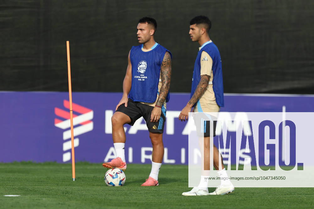 Argentina s forward Lionel Messi and teammate during a training session ahead the match against Canada for the Copa America USA 2024 semifinal match, at Red Bull Training Center at Whinnipany, New Jersey, on July 8, 2024. WHINNIPANY UNITED STATES