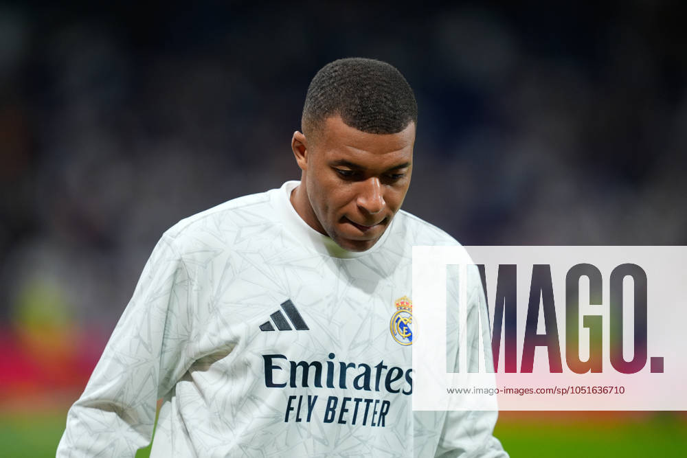 Kylian Mbappe of Real Madrid looks down during the Spanish League, LaLiga EA Sports, football match played between Real Madrid and Villarreal CF at Santiago Bernabeu stadium on October 5, 2024, in Madrid, Spain. Madrid SPAIN - ZUMAa181 20241005_zaa_a181_142
