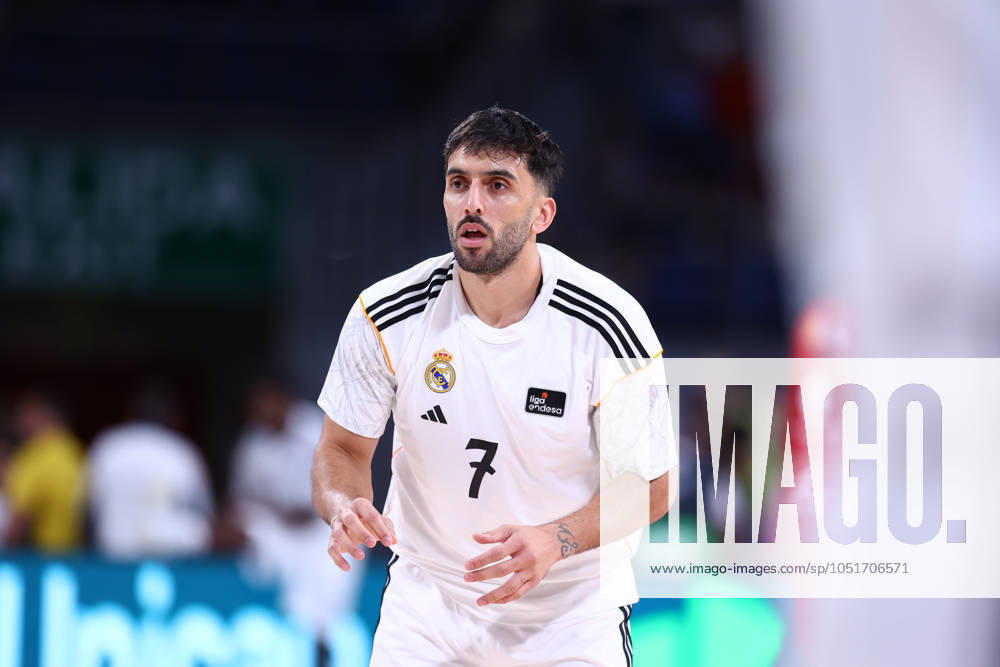 Facundo Campazzo of Real Madrid warms up during the Spanish League, Liga ACB Endesa, basketball match played between Real Madrid and Casademont Zaragoza at WiZink Center on October 6, 2024 in Madrid, Spain. Madrid SPAIN - ZUMAa181 20241006_zaa_a181_037