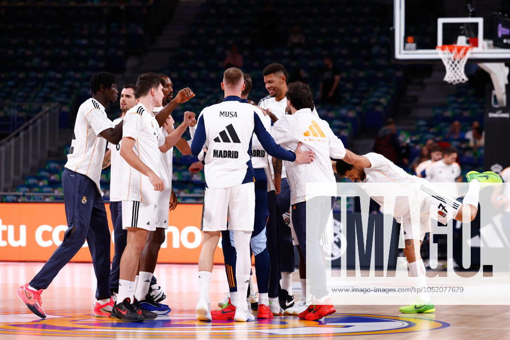 Players of Real Madrid gesture during the Turkish Airlines EuroLeague, basketball match played between Real Madrid and Partizan Mozzart Bet Belgrade at WiZink Center on October 10, 2024 in Madrid, Spain. Madrid SPAIN - ZUMAa181 20241010_zaa_a181_082