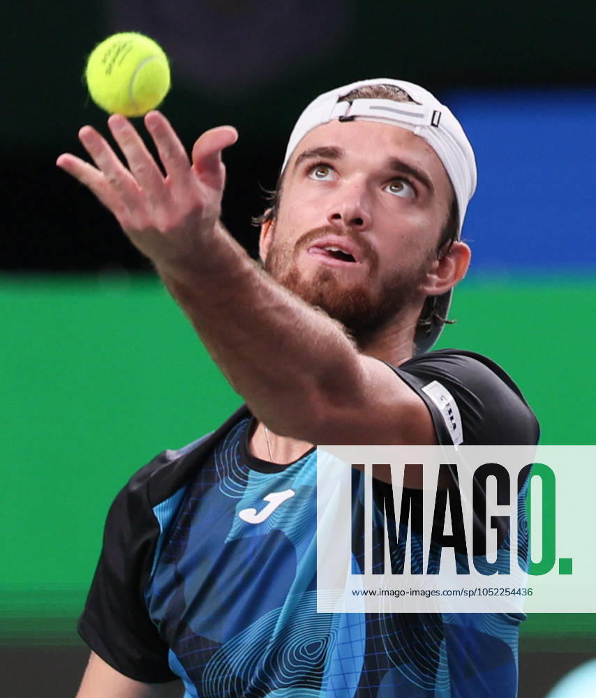 (241012) -- SHANGHAI, Oct. 12, 2024 -- Tomas Machac serves during the men s singles semifinal match between Jannik Sinner of Italy and Tomas Machac of the Czech Republic at the ATP, Tennis Herren World Tour Shanghai Masters tennis tournament in Shanghai, east China, Oct. 12, 2024. ) (SP)CHINA-SHANGHAI-TENNIS-ATP TOUR-SHANGHAI MASTERS(CN) WangxXiang