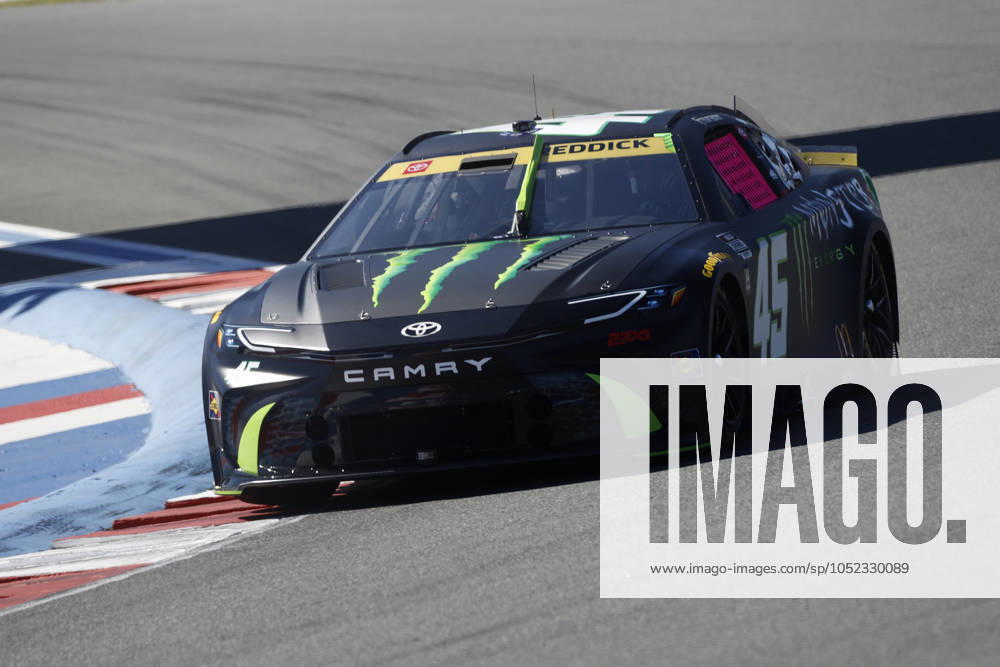 CHARLOTTE, NC - OCTOBER 12: Tyler Reddick ( 45 23XI Racing Monster Energy Toyota) drives into turn 3 during qualifying for the NASCAR, Motorsport, USA Cup Series Bank of America ROVAL 400 on October 12, 2024 at Charlotte Motor Speedway in Charlotte, NC. (Photo by Jeff Robinson Icon Sportswire) AUTO: OCT 12 NASCAR Cup Series Bank of America ROVAL 400 Icon2410122850400