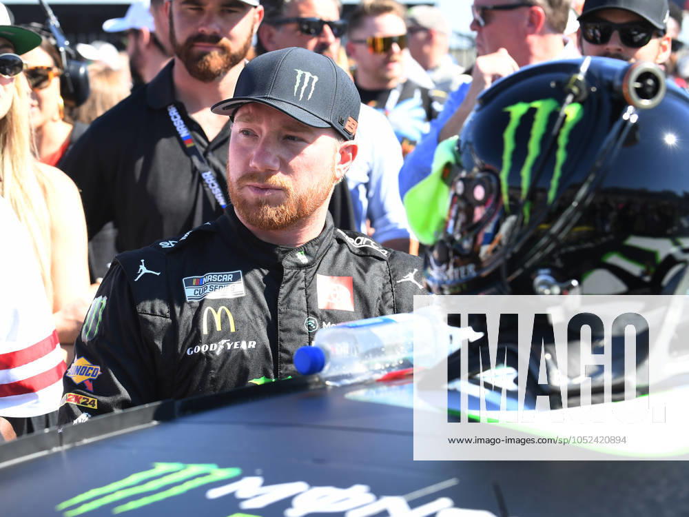 CHARLOTTE, NC - OCTOBER 13: Tyler Reddick ( 45 23XI Racing Monster Energy Toyota) looks on prior to the running of the NASCAR, Motorsport, USA Cup Series Bank of America ROVAL 400 on October 13, 2024, at Charlotte Motor Speedway in Concord, NC. (Photo by Jeffrey Vest Icon Sportswire) AUTO: OCT 13 NASCAR Cup Series Bank of America ROVAL 400 Icon241013446