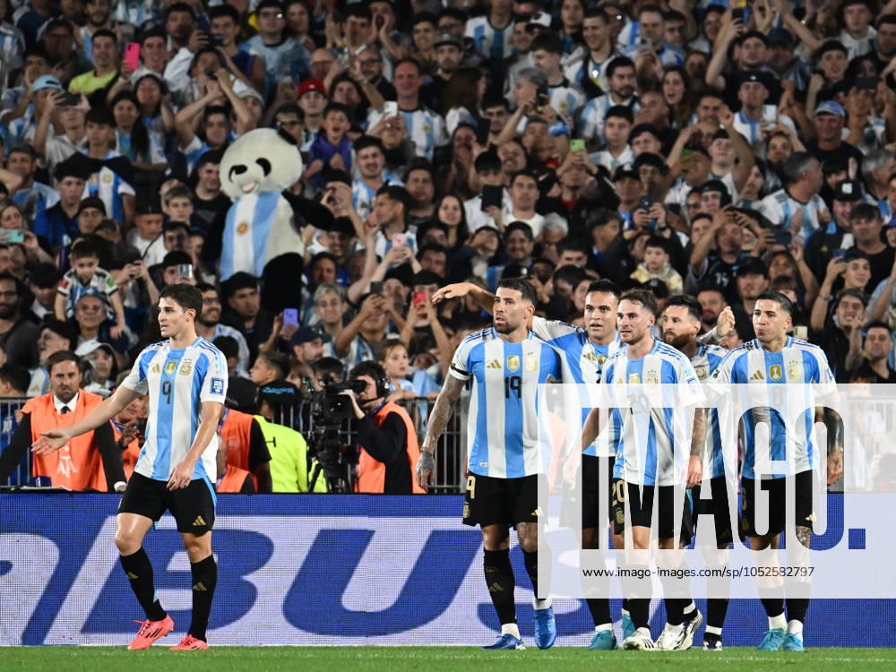 Argentina players celebrate their team second gol during a match between Argentina Vs Bolivia as part of World Cup 2026 Qualifiers at Estadio Mas Monumental on October 15, 2024 in BuenosAires, Argentina. Buenos Aires Buenos Aires Argentina