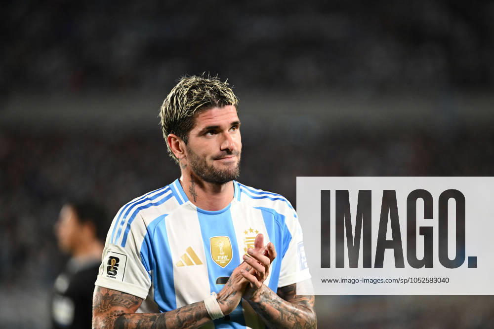 Rodrigo De Paul of Argentina reacts during a match between Argentina Vs Bolivia as part of World Cup 2026 Qualifiers at Estadio Mas Monumental on October 15, 2024 in BuenosAires, Argentina. Buenos Aires Buenos Aires Argentina
