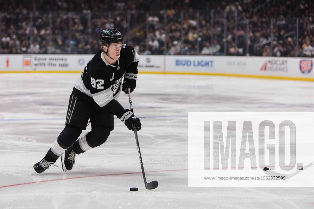 BRANDT CLARKE of the NHL, Eishockey Herren, USA s Los Angeles Kings skates with the puck during a game at Crypto.com Arena in Los Angeles, California on October 24, 2024 Los Angeles USA - ZUMAc239 20241024_zsp_c239_020
