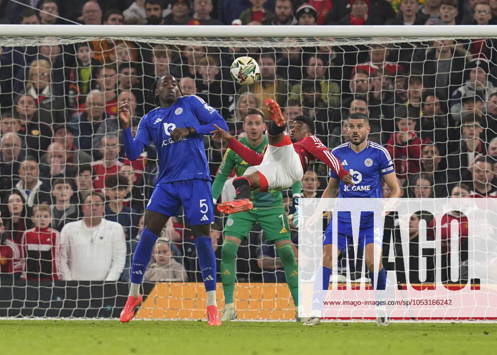 Manchester, England, 30th October 2024. Amad Diallo of Manchester United, ManU shoots wide with an over head kick during the Carabao Cup match at Old Trafford, Manchester. Picture credit should read: Andrew Yates Sportimage . SPI-3418-0048