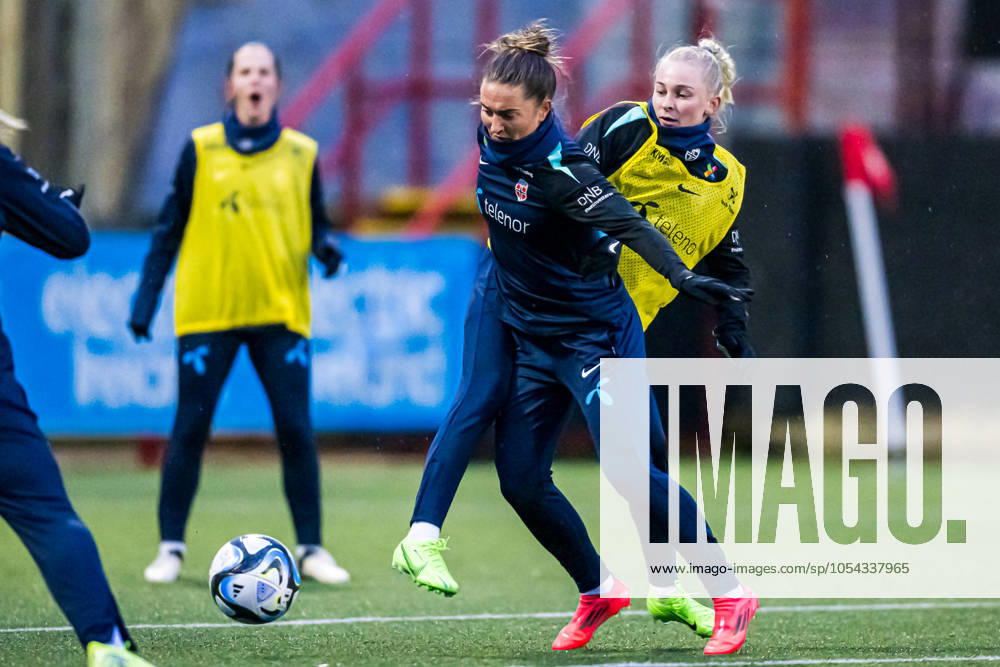 Vilde Boe Risa of the Norwegian women s national football team during a training session on November 28, 2024 in Larne. Photo: Marius Simensen BILDBYRAN COP 238 bbeng dam football fotball fotboll norge norway practice soccer training trening träning uefa women s EURO Qualifier, EM, Europameisterschaft