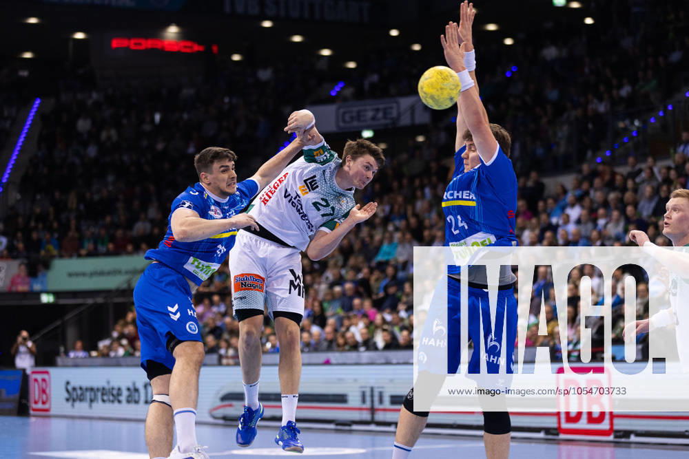 Oskar SUNNEFELDT (FRISCH AUF! Goeppingen, 27) erzielt ein Tor, Aktion, Torwurf TVB Stuttgart (TVB) vs. FRISCH AUF! Goeppingen (FAG), Handball, Maenner, Daikin 1. Handball Bundesliga (HBL), 14. Spieltag, Spielzeit 2024 2025, 05.12.2024 TVB Stuttgart (TVB) vs. FRISCH AUF! Goeppingen (FAG), Handball, Maenner, Daikin 1. Handball Bundesliga (HBL), 14. Spieltag, Spielzeit 2024 2025, 05.12.2024 Stuttgart